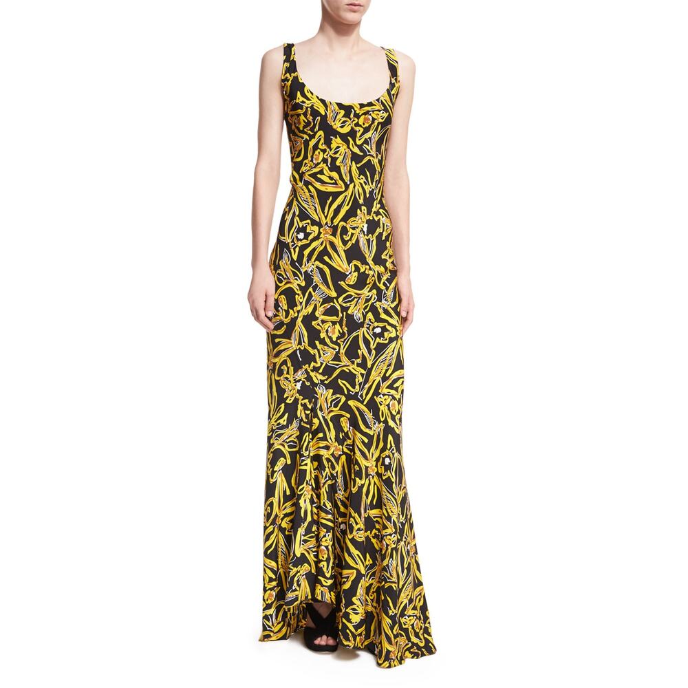Diane Von Furstenberg Yellow and Black Maxi Dress